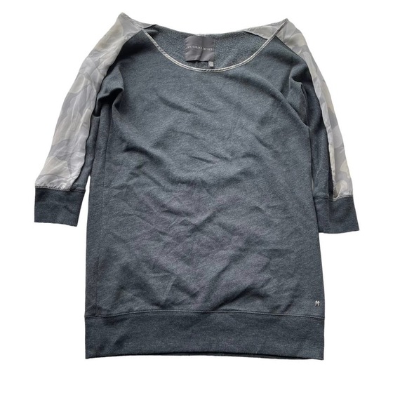 VS Victoria's Secret Tunic Sweatshirt Gray Medium Scoop Neck 3/4 Sleeve Camo - Picture 6 of 8